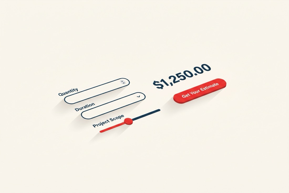 Instant price-quote calculator interface showing inputs and a highlighted price result